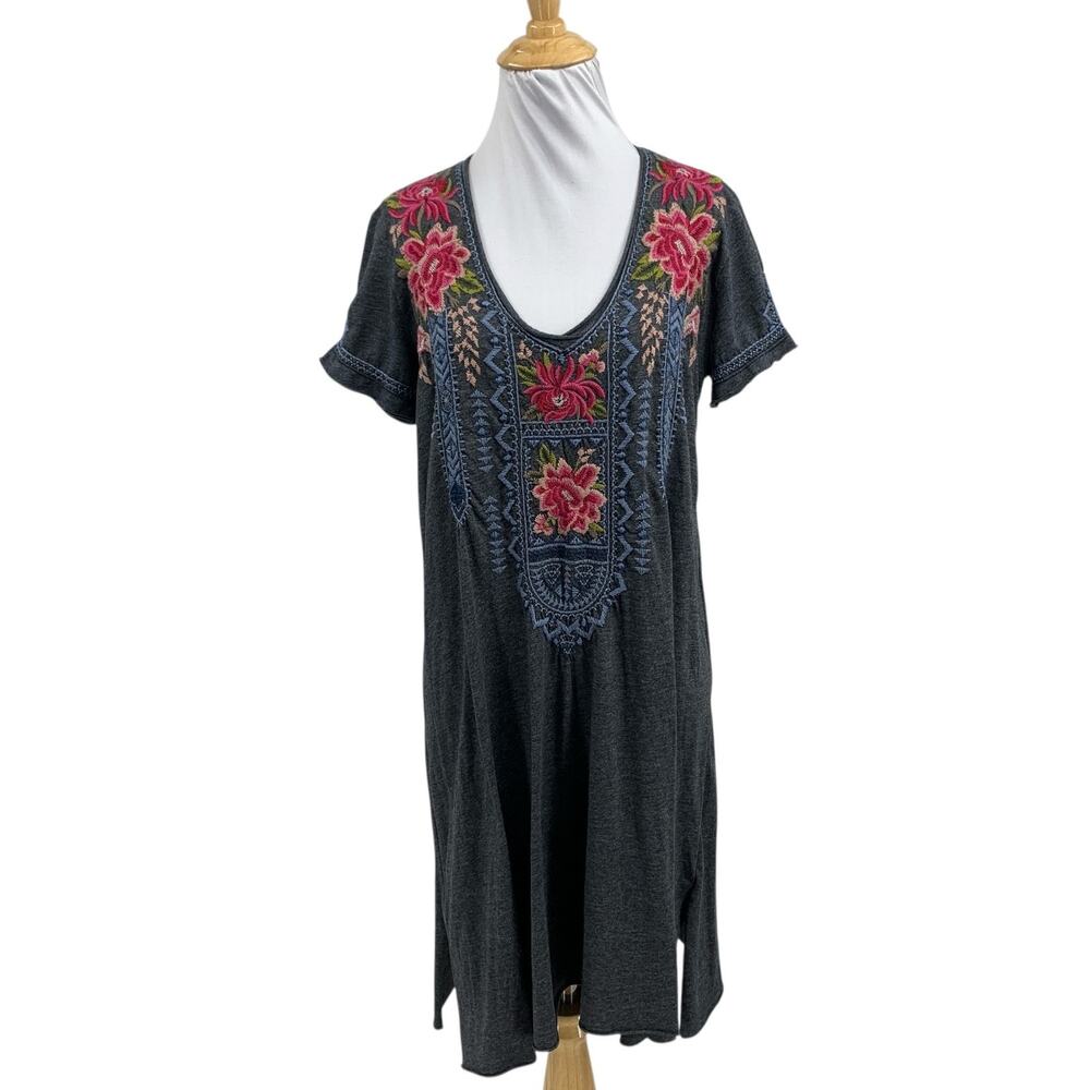 Johnny Was Tunic Womens S Small Davis Embroidered Scoop Neck Short Sleeve Top
